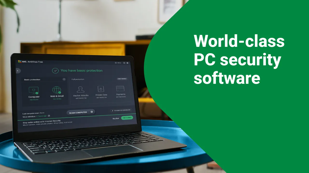 AVG AntiVirus Free window, screenshot from the Microsoft Store